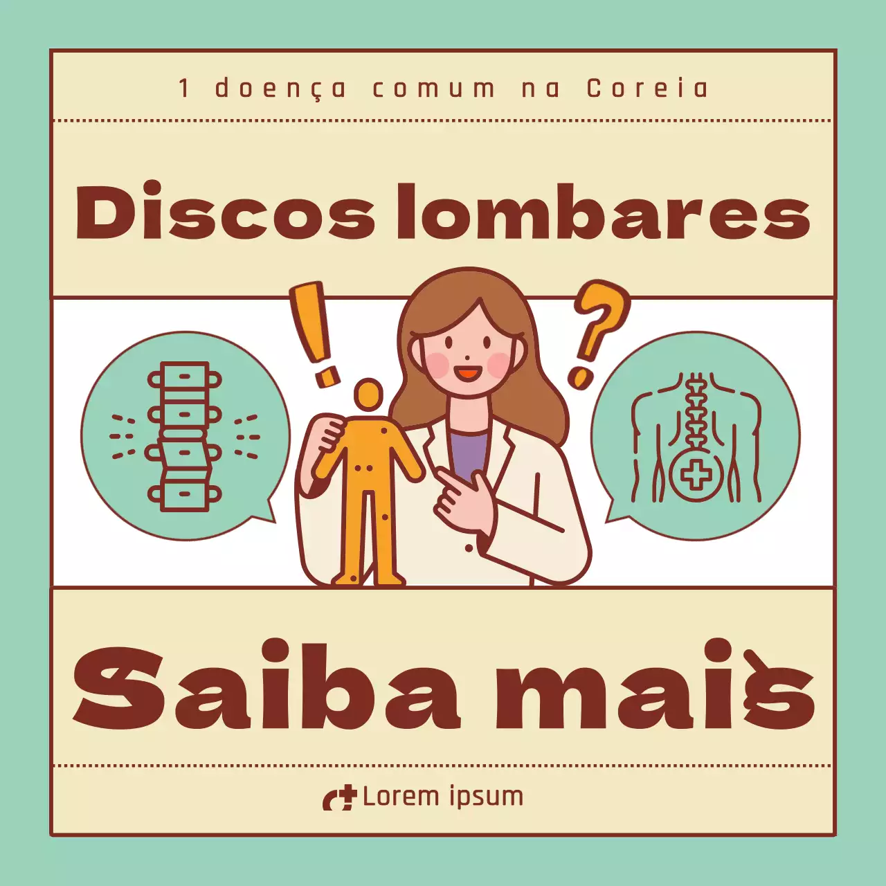 Informações sobre o disco lombar com elementos da barra de pesquisa em menta e bege