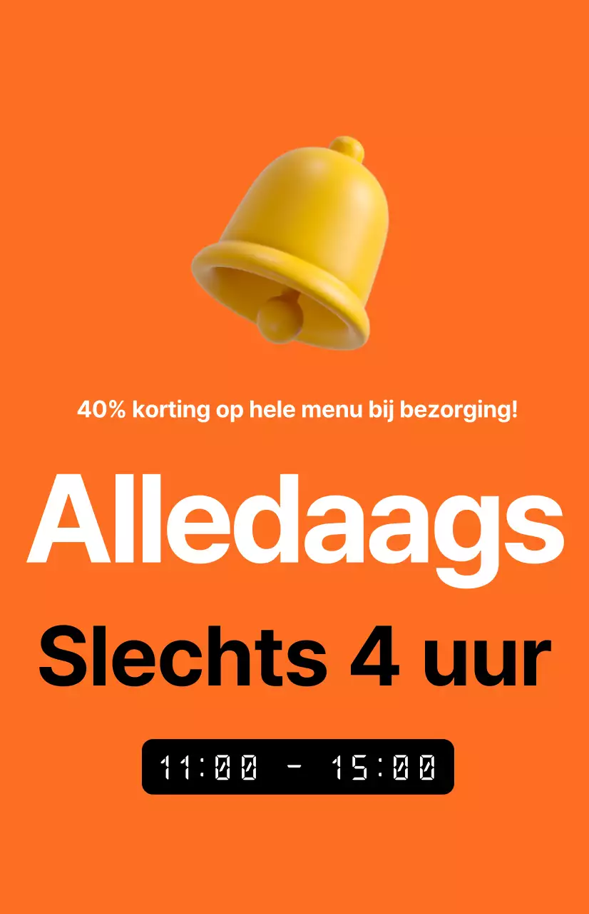Een pittige tijd verkoop promotie met een afbeelding van een wekker op een oranje achtergrond