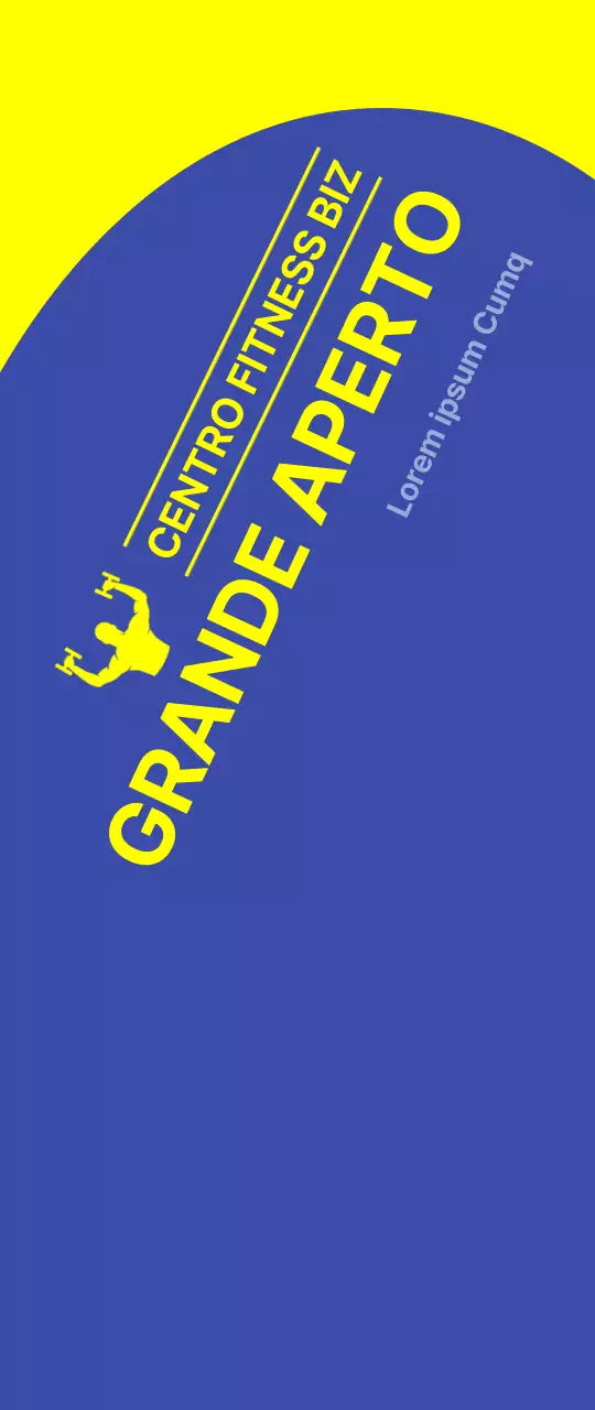 Striscione promozionale della palestra aperta con sfondo blu