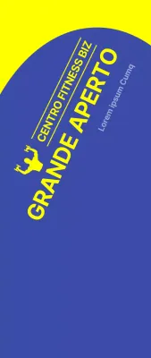 Striscione promozionale della palestra aperta con sfondo blu