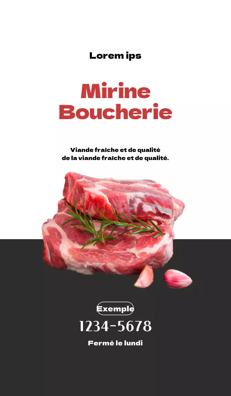 Faites la promotion de votre boucherie avec un look blanc et gris épuré