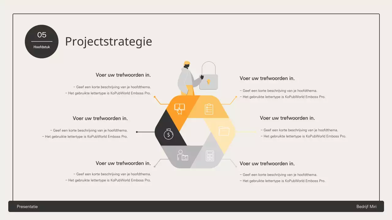 Zakelijk voorstel met gele zeshoekige elementen