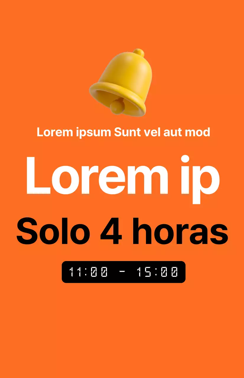 Una impactante promoción de venta de tiempo con la imagen de un despertador sobre fondo naranja