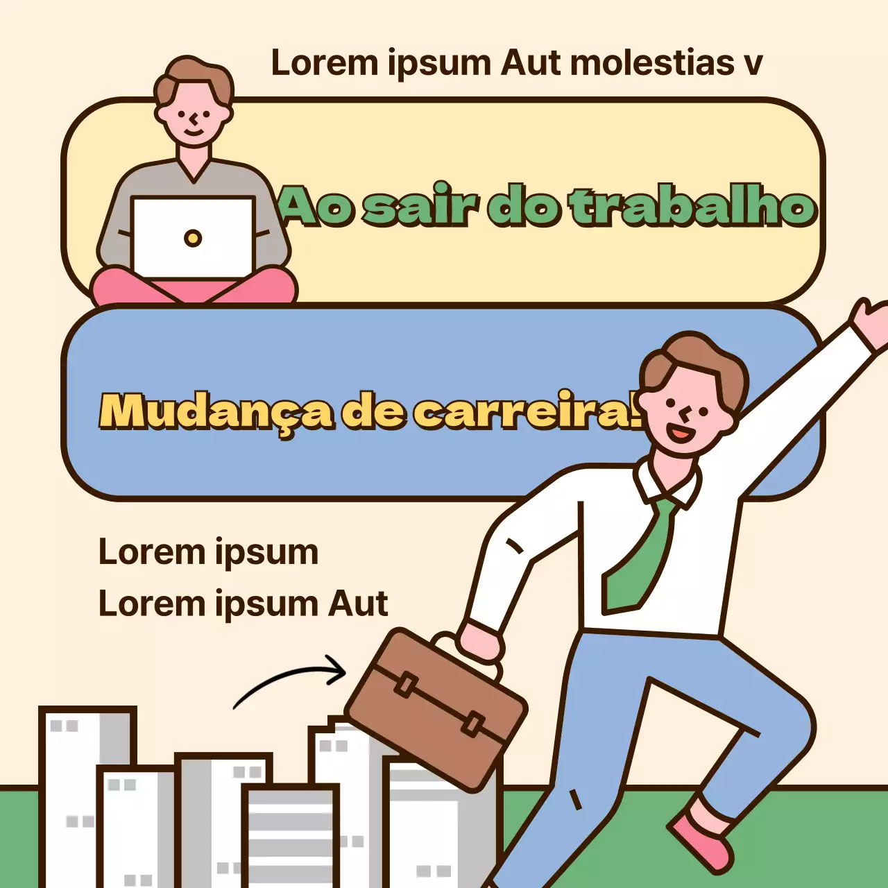 Ilustrações engraçadas em tons pastel Como ter sucesso numa mudança de emprego