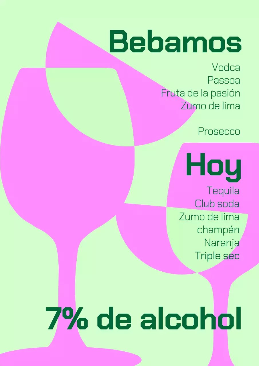 Cartel de cóctel en chartreuse y rosa