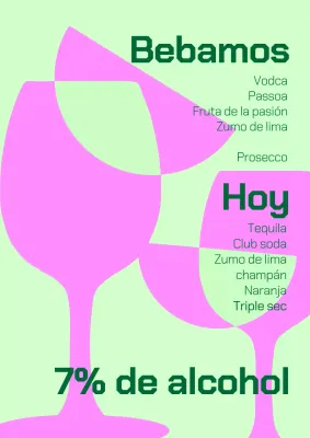 Cartel de cóctel en chartreuse y rosa
