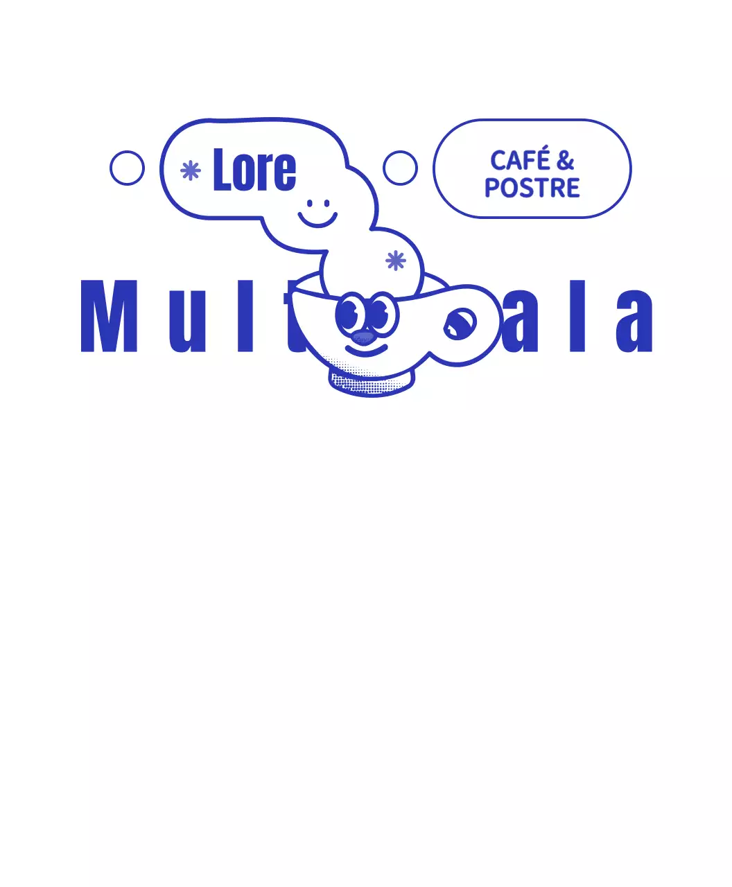 Azul marino y blanco taza lindo carácter cafetería logotipo estilo