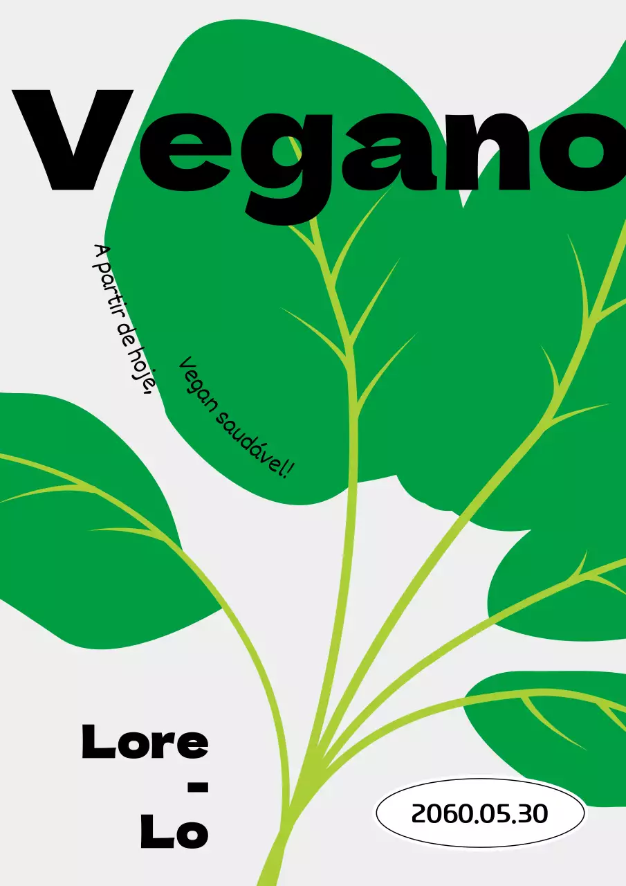 Evento de promoção vegetariana com ilustração verde e vegetal