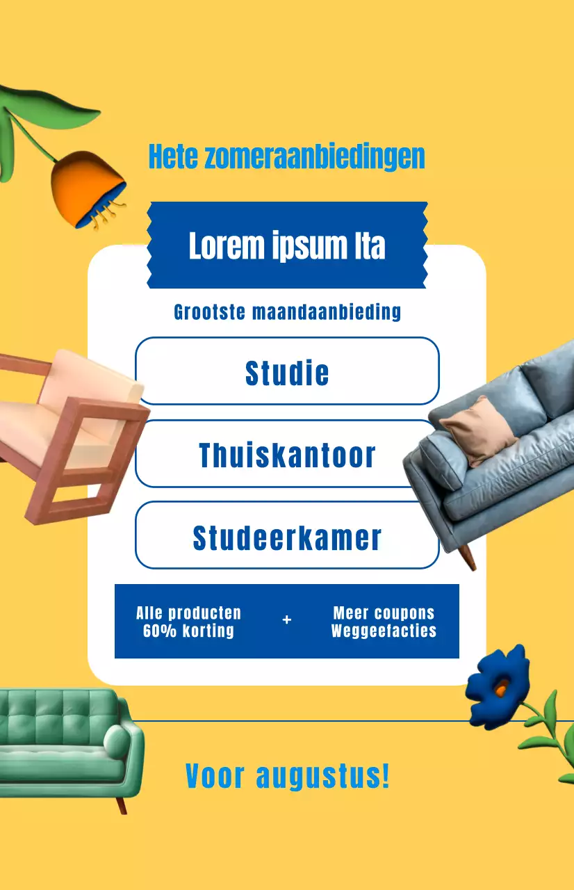 Promoot een meubelverkoop met een gele achtergrond