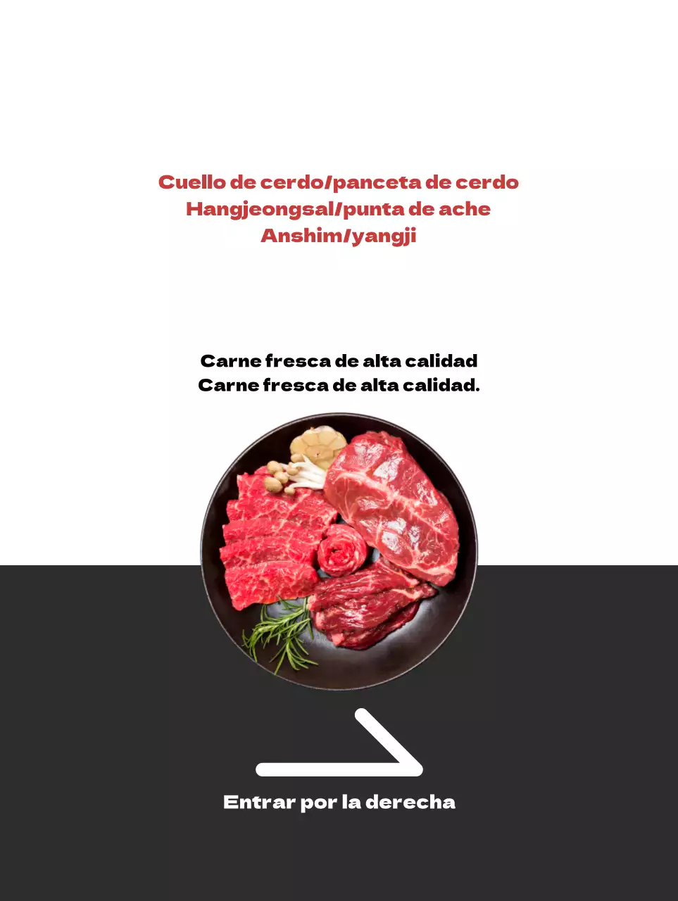 Promocione su carnicería con un aspecto limpio en blanco y gris