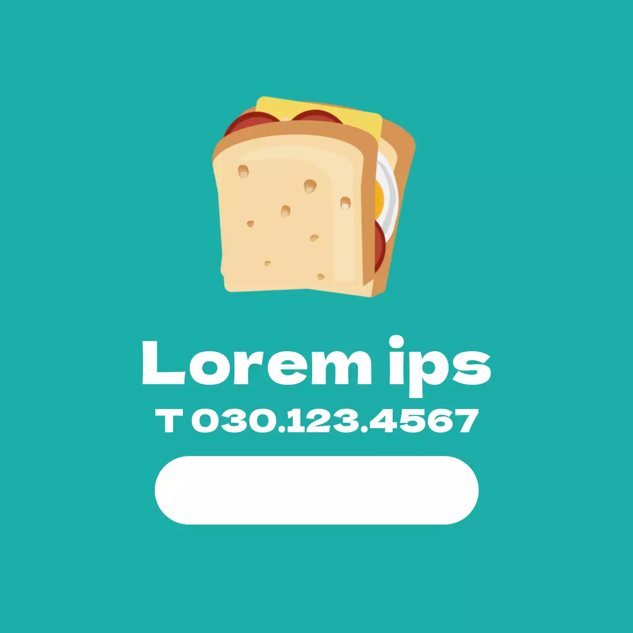 Türkisfarbenes illustriertes Sandwich-Etikett