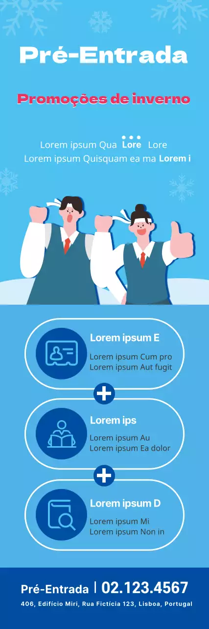 Azul Vermelho inverno Ilustração Admissões Promoção Escolar