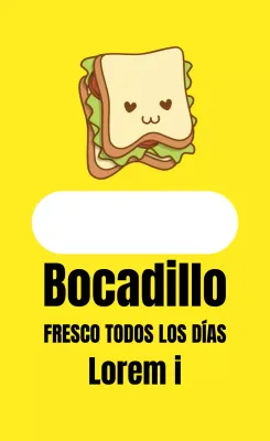 Etiquetas ilustradas amarillas para bocadillos