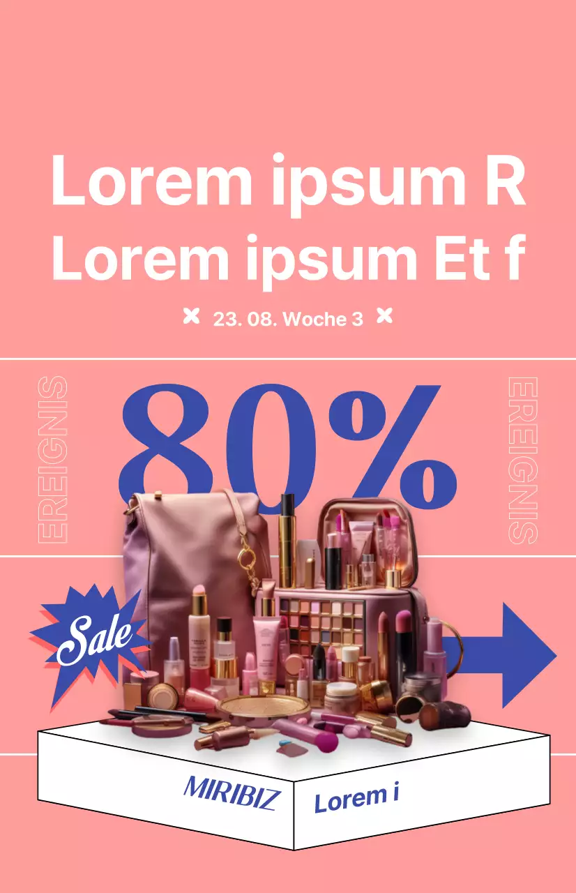 Kosmetik Rabatt Aktion Flagge mit rosa Hintergrund