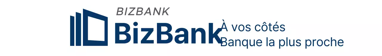 Conception simple avec le nom et le logo de la banque en bleu, couleurs de confiance