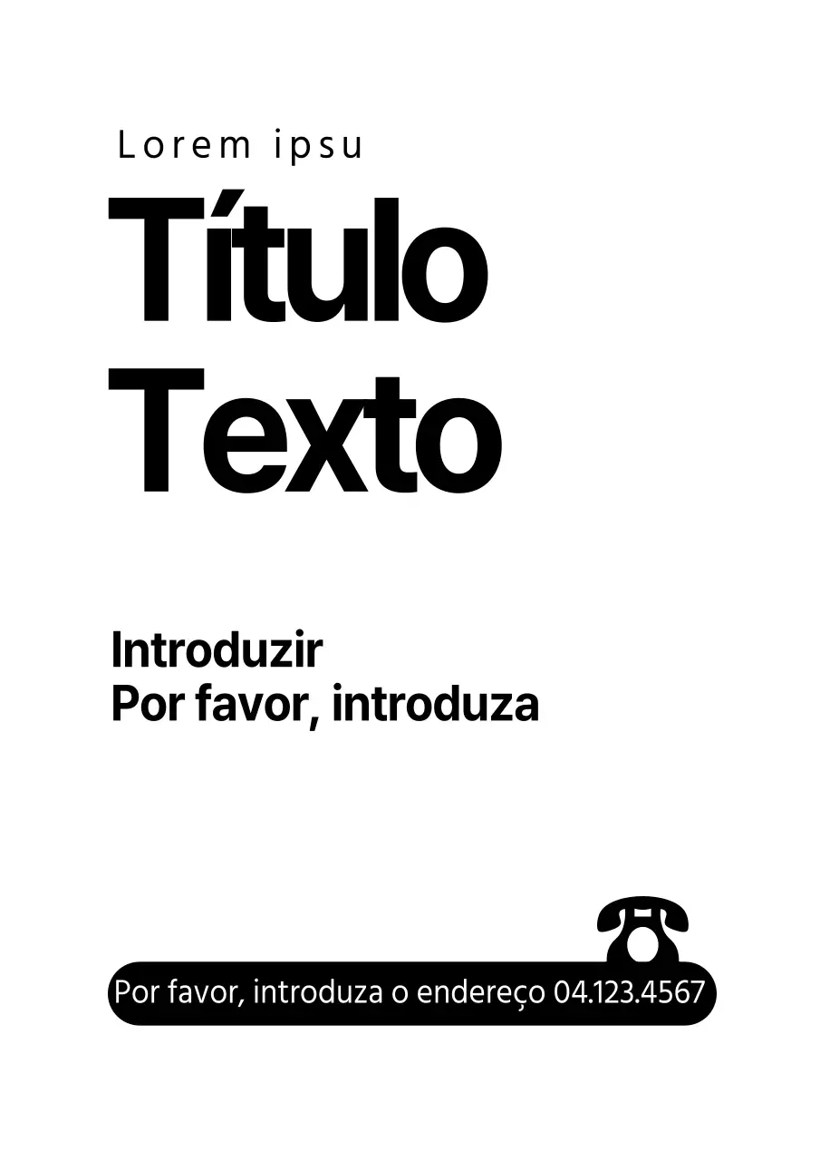 Material promocional simples com texto a preto e branco