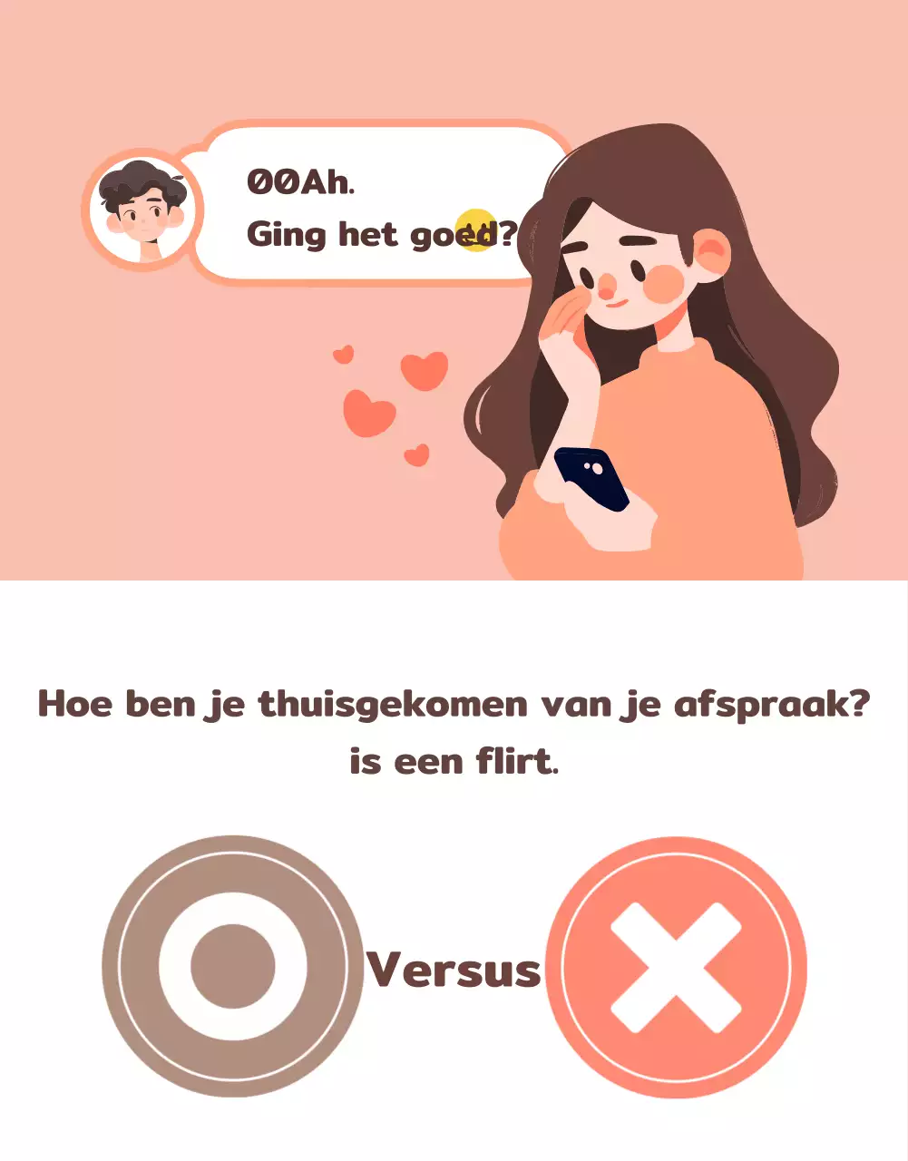 Een eenvoudige post in webcomic-stijl met een roze achtergrond