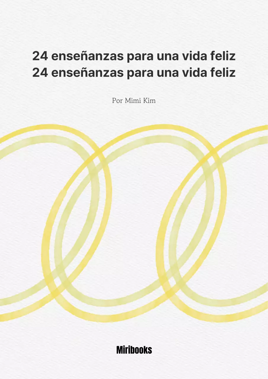 Una guía de vida feliz con un círculo de acuarela amarilla chartreuse sobre un cuaderno de dibujo blanco.