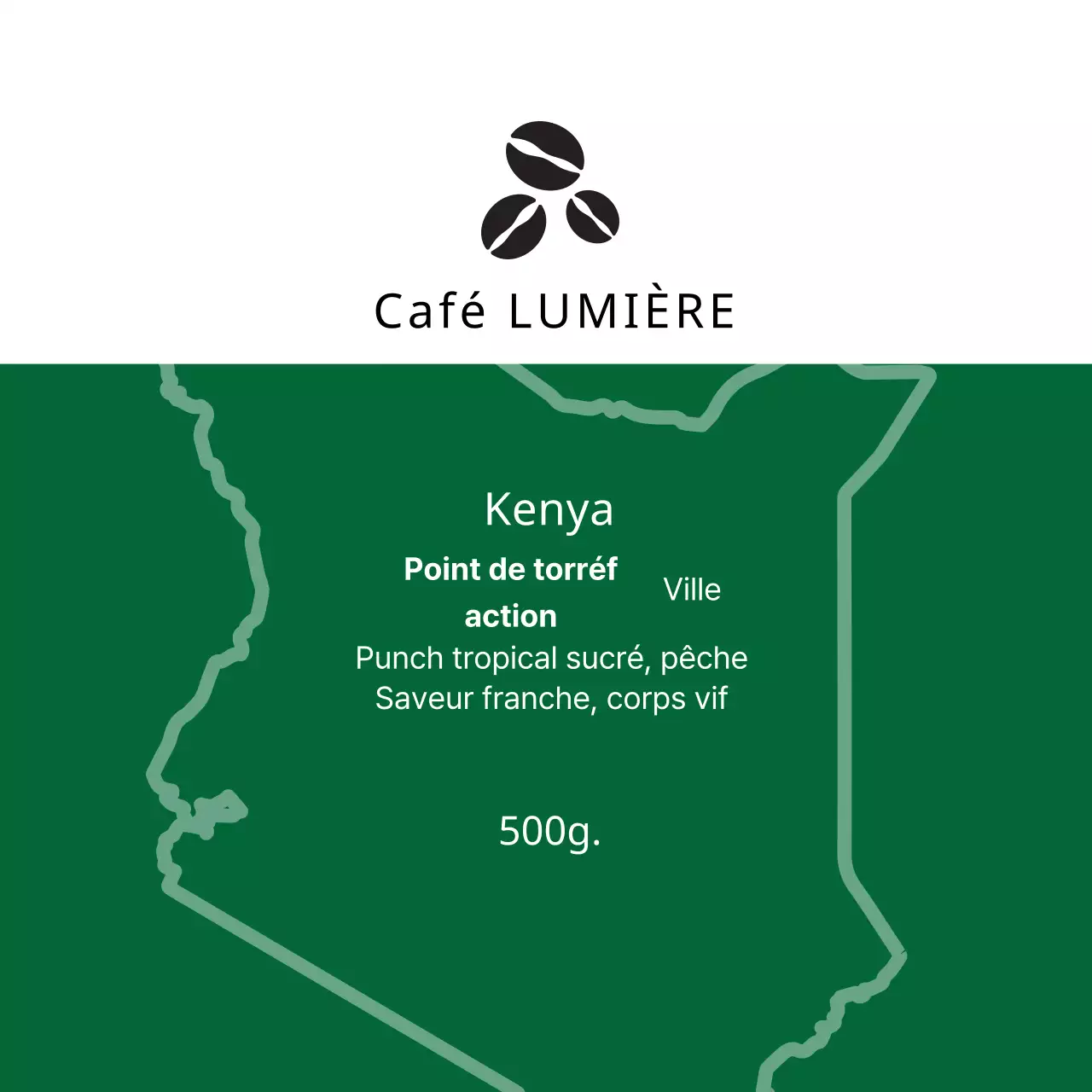 Illustration verte étiquette de grain de café propre