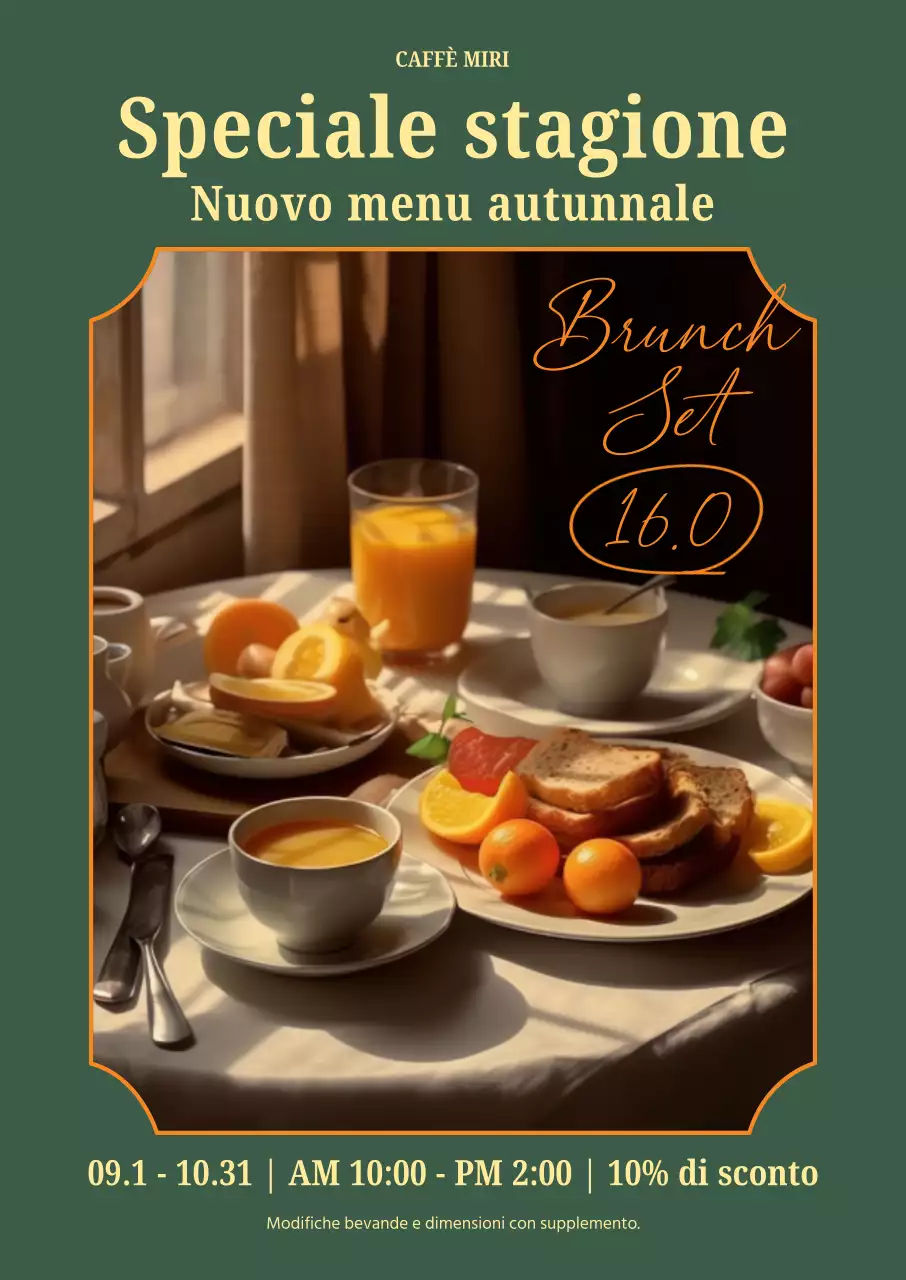 Introduzione di un classico brunch autunnale a menu fisso in verde