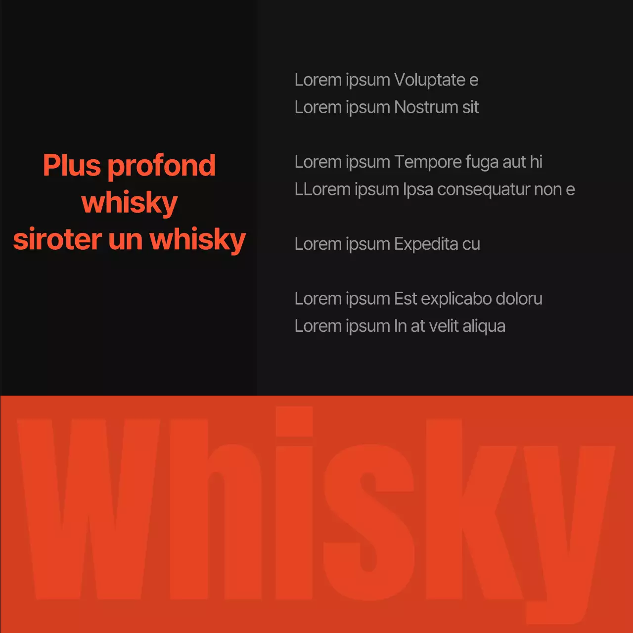 Promouvoir des variétés simples de whisky en orange et noir