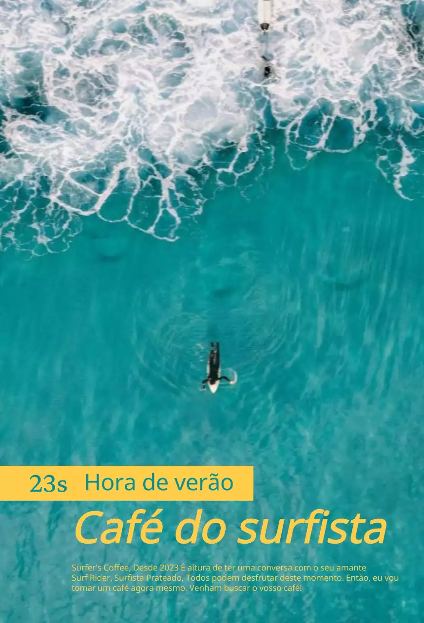 Promover o seu café de verão de fotografia de surf no oceano