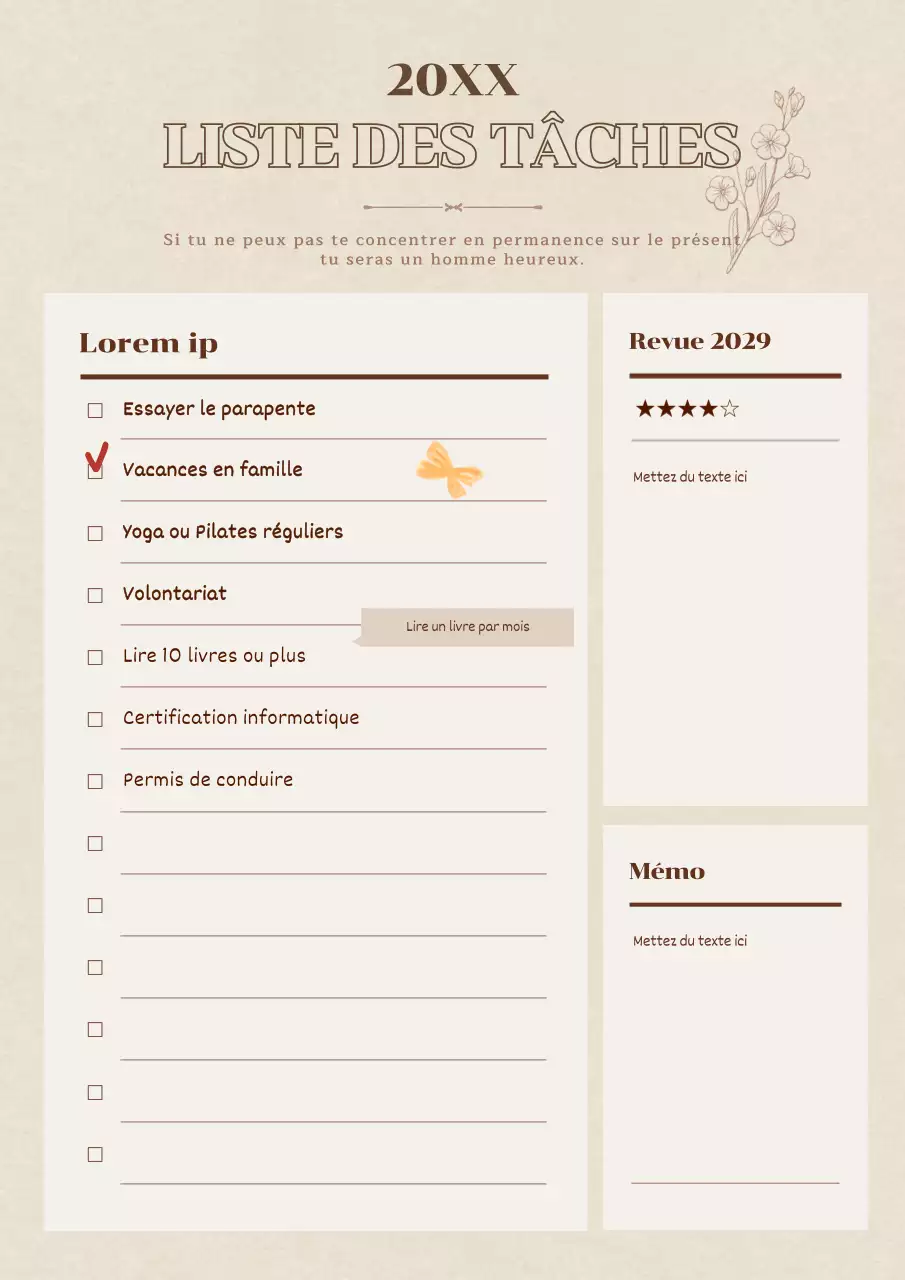 Liste des choses à faire pour le Nouvel An : brun et pastel