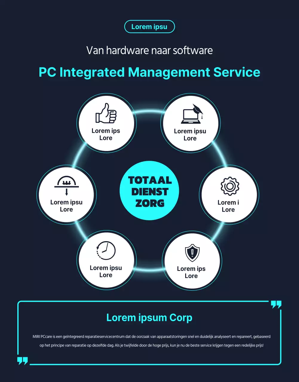 Promoot computerreparatieservices in zilver en zwart