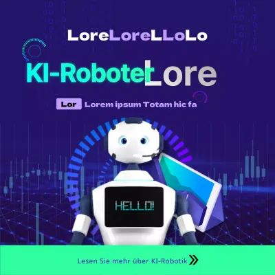 Futuristische wissenschaftliche KI-Roboter-Aktien in fluoreszierendem Chartreuse und Lila Instagram-Feeds