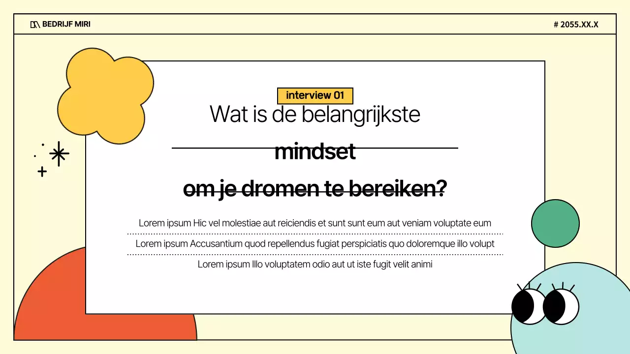 Een kitscherig zakelijk interview in paars en geel