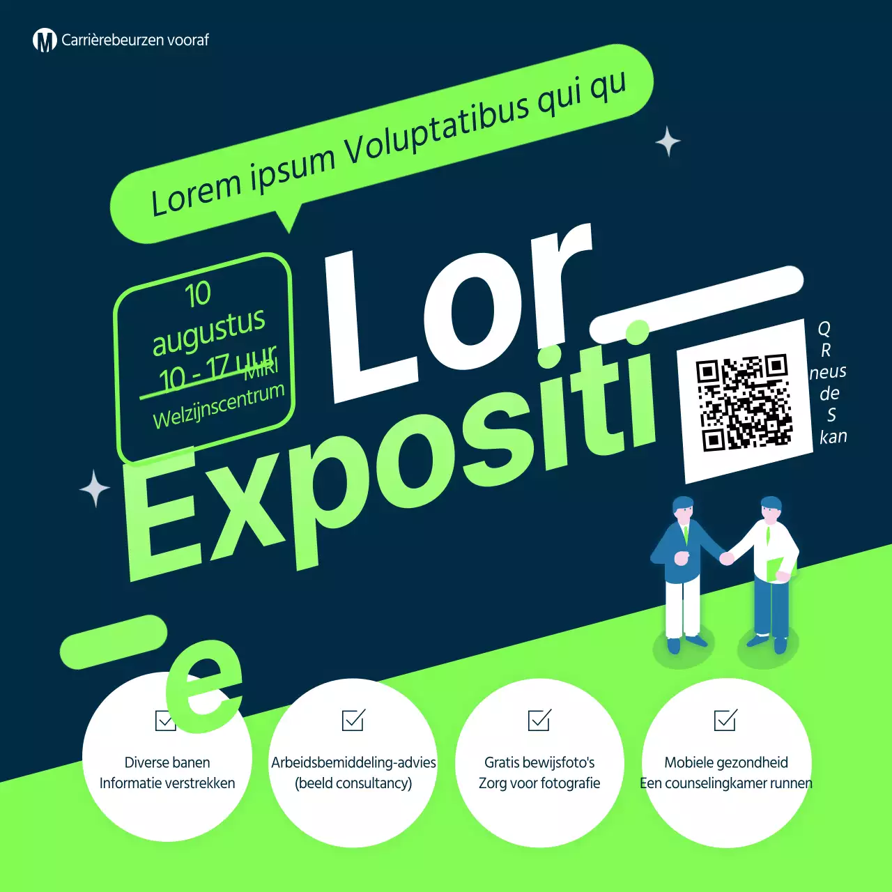 Marine groene banenbeurs Instagram feed met veel tekst