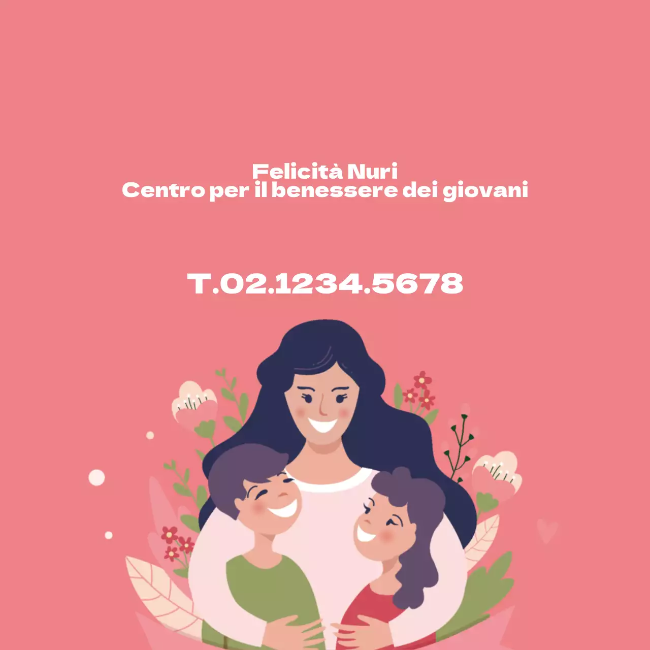 Illustrazione rosa per promuovere un centro di assistenza ai giovani