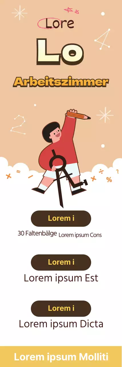 Gelbe Illustration niedlich Mathe Schule Werbung