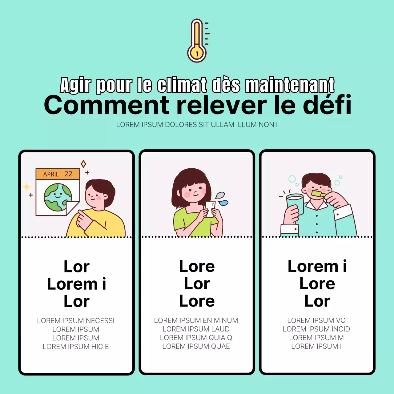 Promouvoir un défi simple d'action climatique en magenta et jaune