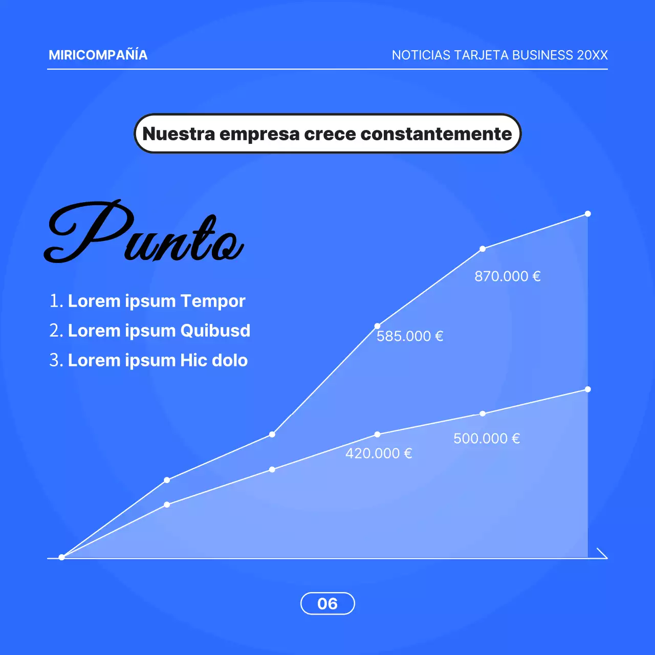 Propuesta de negocio minimalista con fondo azul