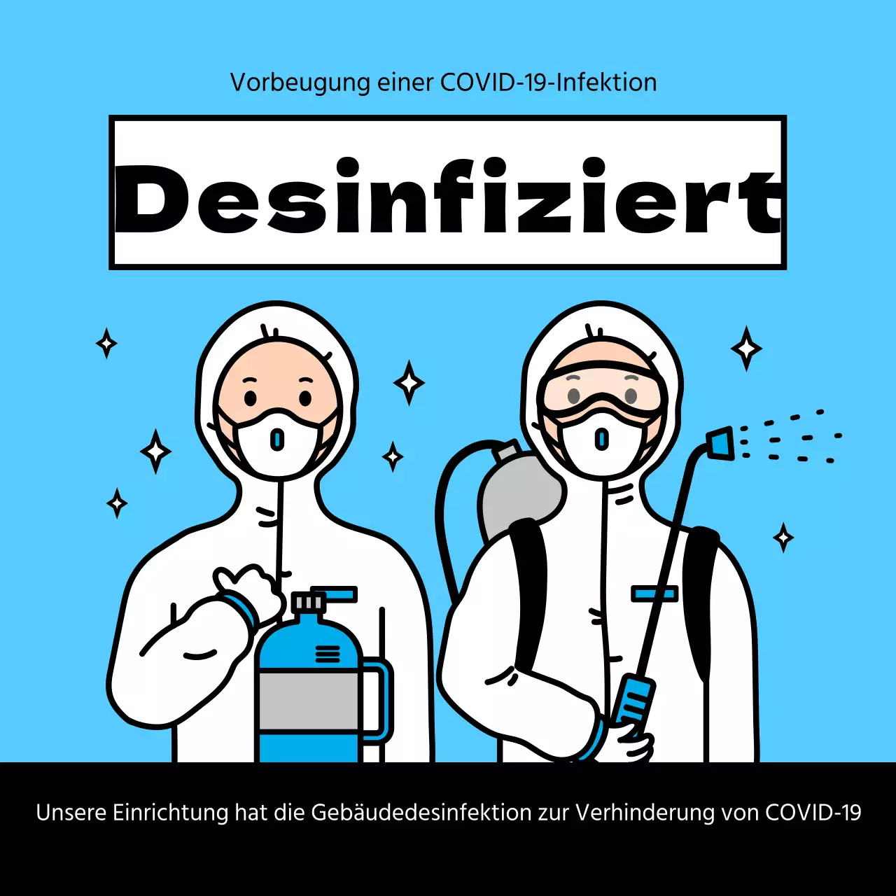 Blaue Desinfektion Abgeschlossenes Layout Corona