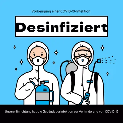 Blaue Desinfektion Abgeschlossenes Layout Corona