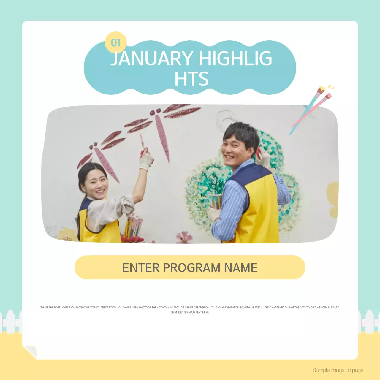 O boletim informativo amarelo e menta do nosso adorável centro de bem-estar