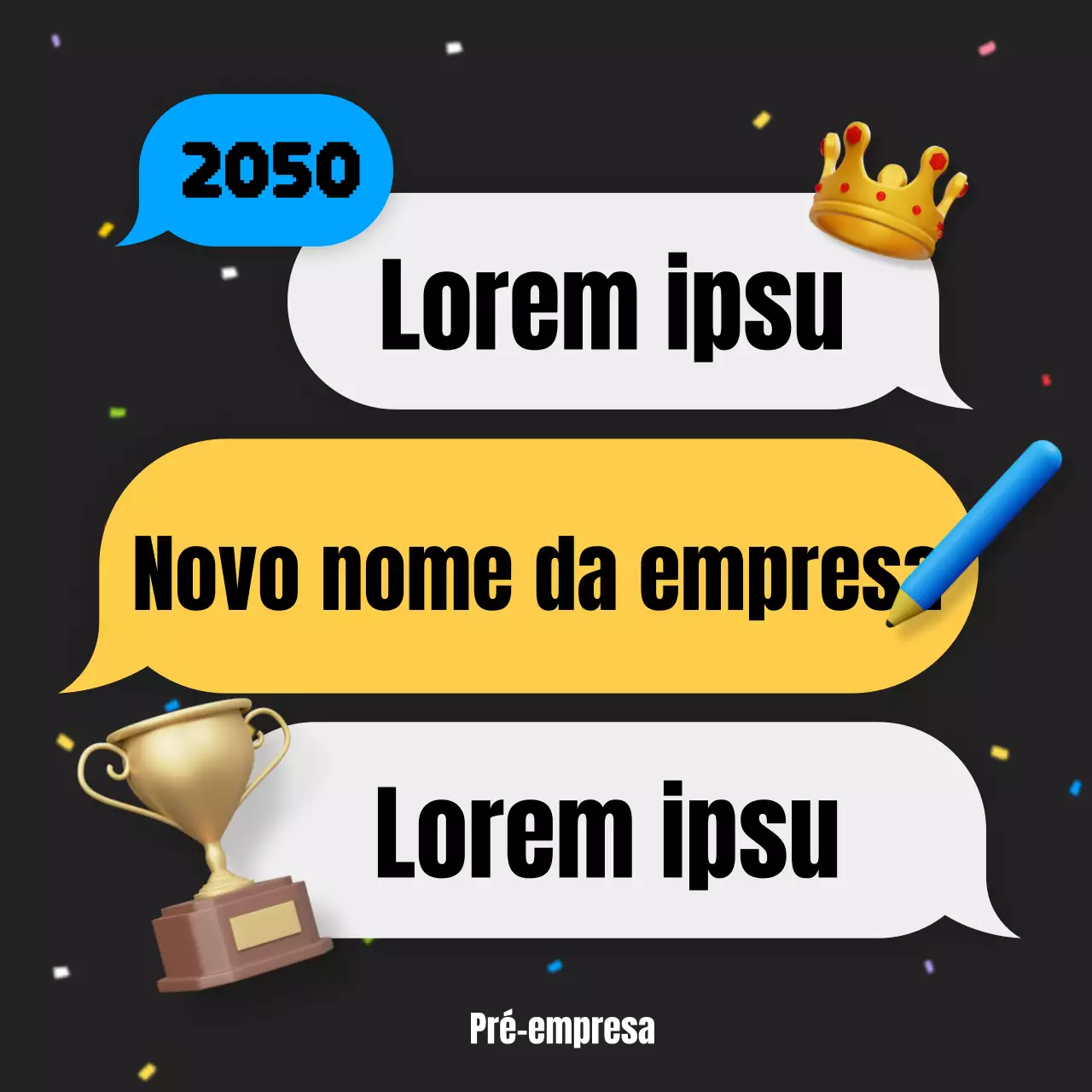 Anúncio dos resultados de um concurso interno para um conceito bonito em azul e amarelo