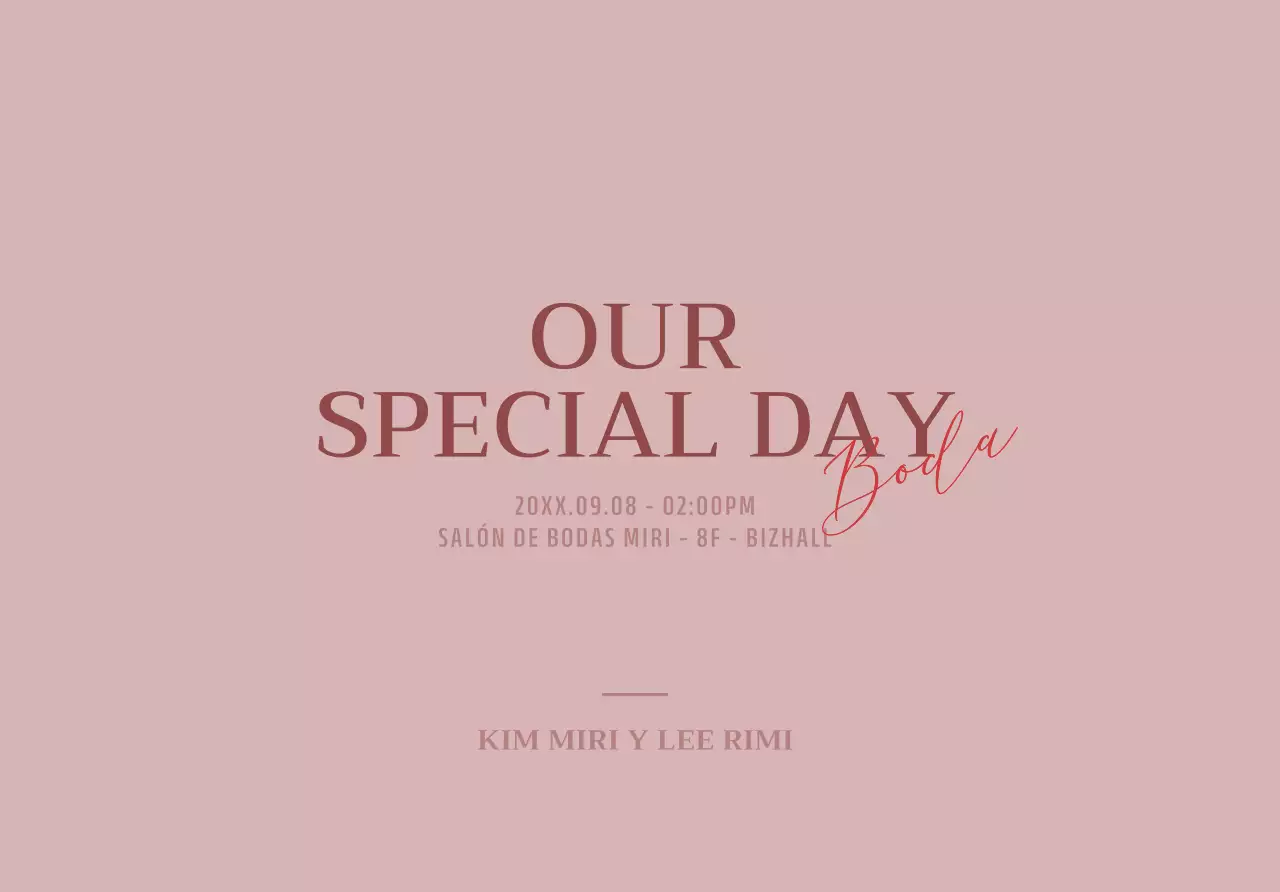 Para una invitación de boda sencilla con texto en cursiva roja y rosa
