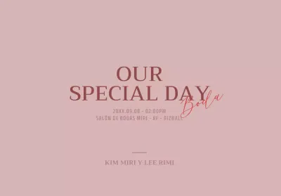 Para una invitación de boda sencilla con texto en cursiva roja y rosa