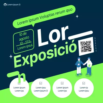 Instagram de una feria de empleo con mucho texto en verde marino