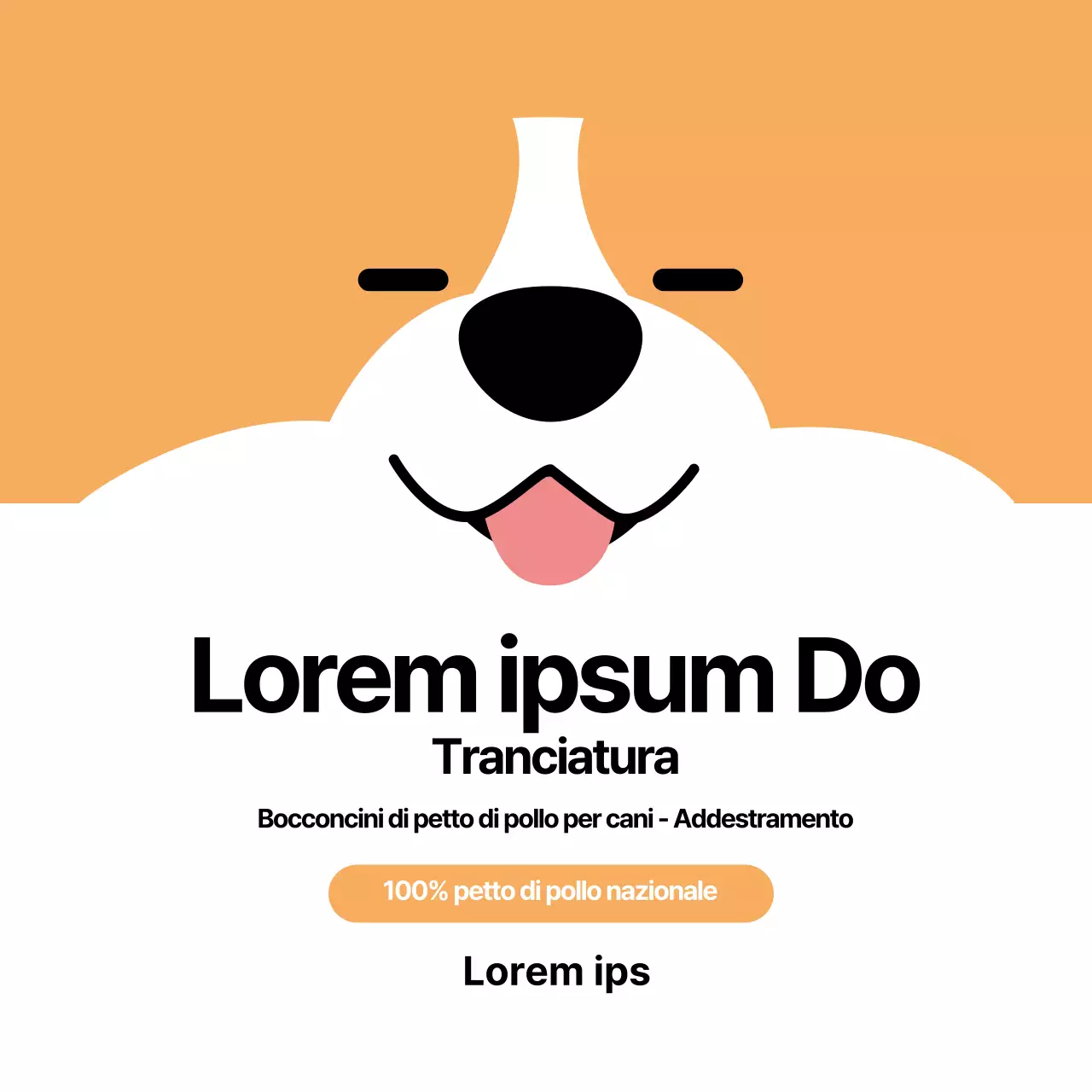 Simpatiche etichette per bocconcini per animali domestici con illustrazioni arancioni