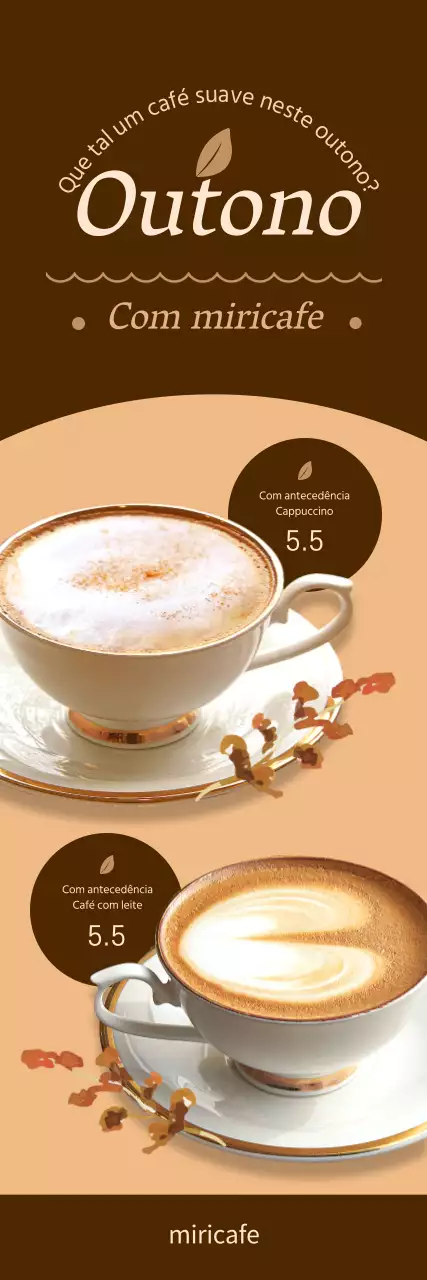 Promover bebidas de café em tons outonais de bege e castanho