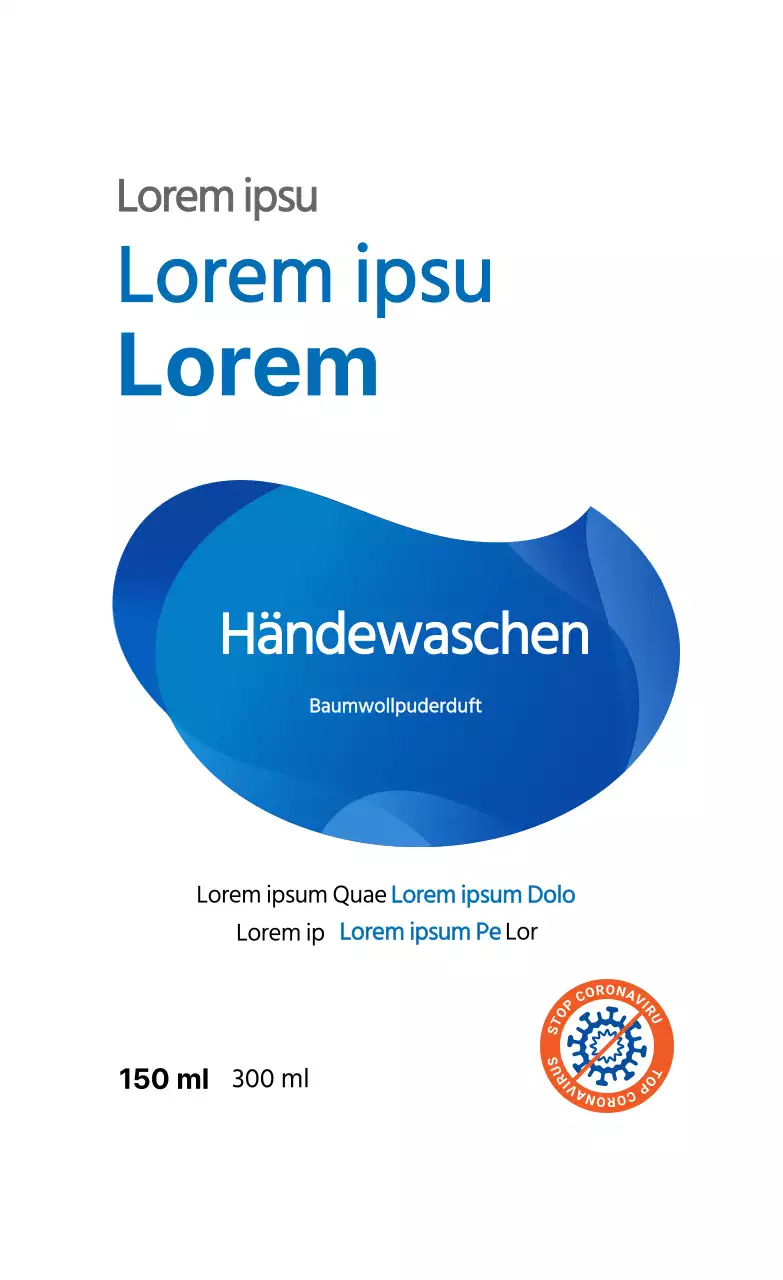 Blaues Logo, saubere Haushaltsetiketten