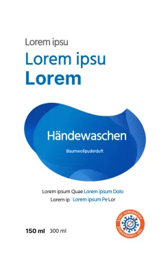 Blaues Logo, saubere Haushaltsetiketten