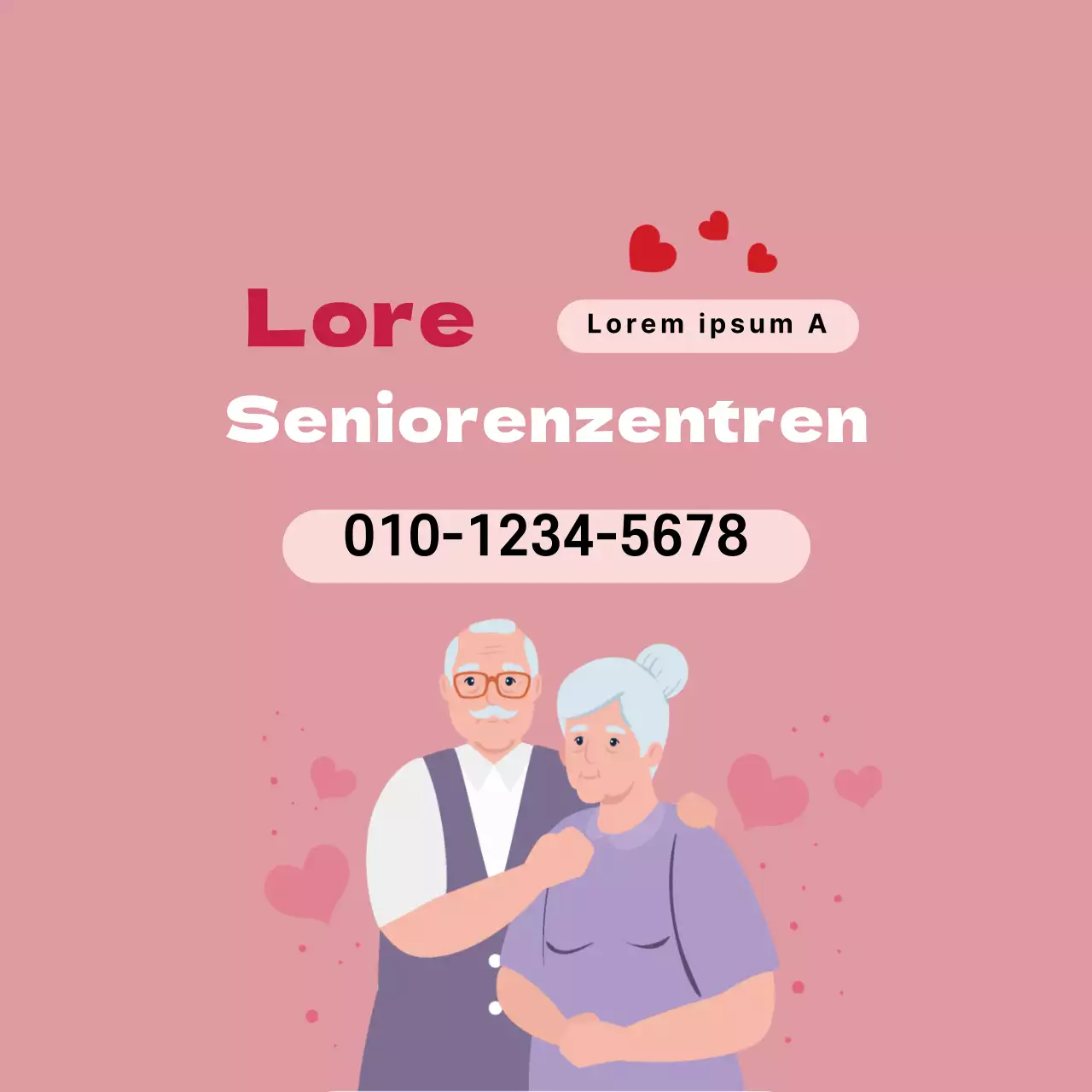 Rosa Illustration zur Förderung eines Seniorenzentrums