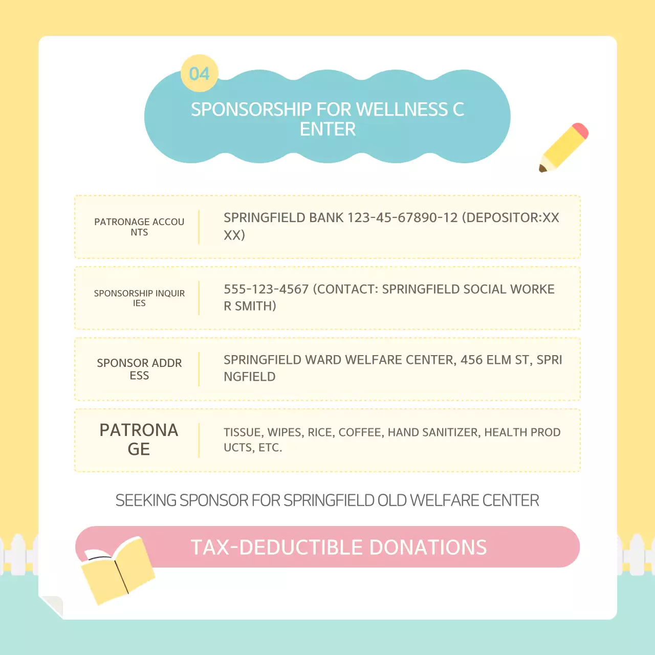 O boletim informativo amarelo e menta do nosso adorável centro de bem-estar