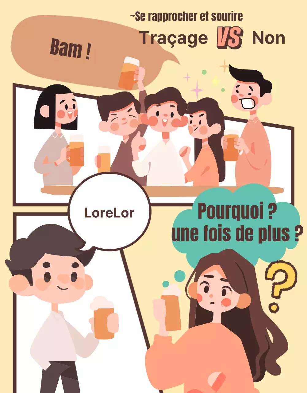 Test psychologique gag en marron et beige avec des accents de menthe