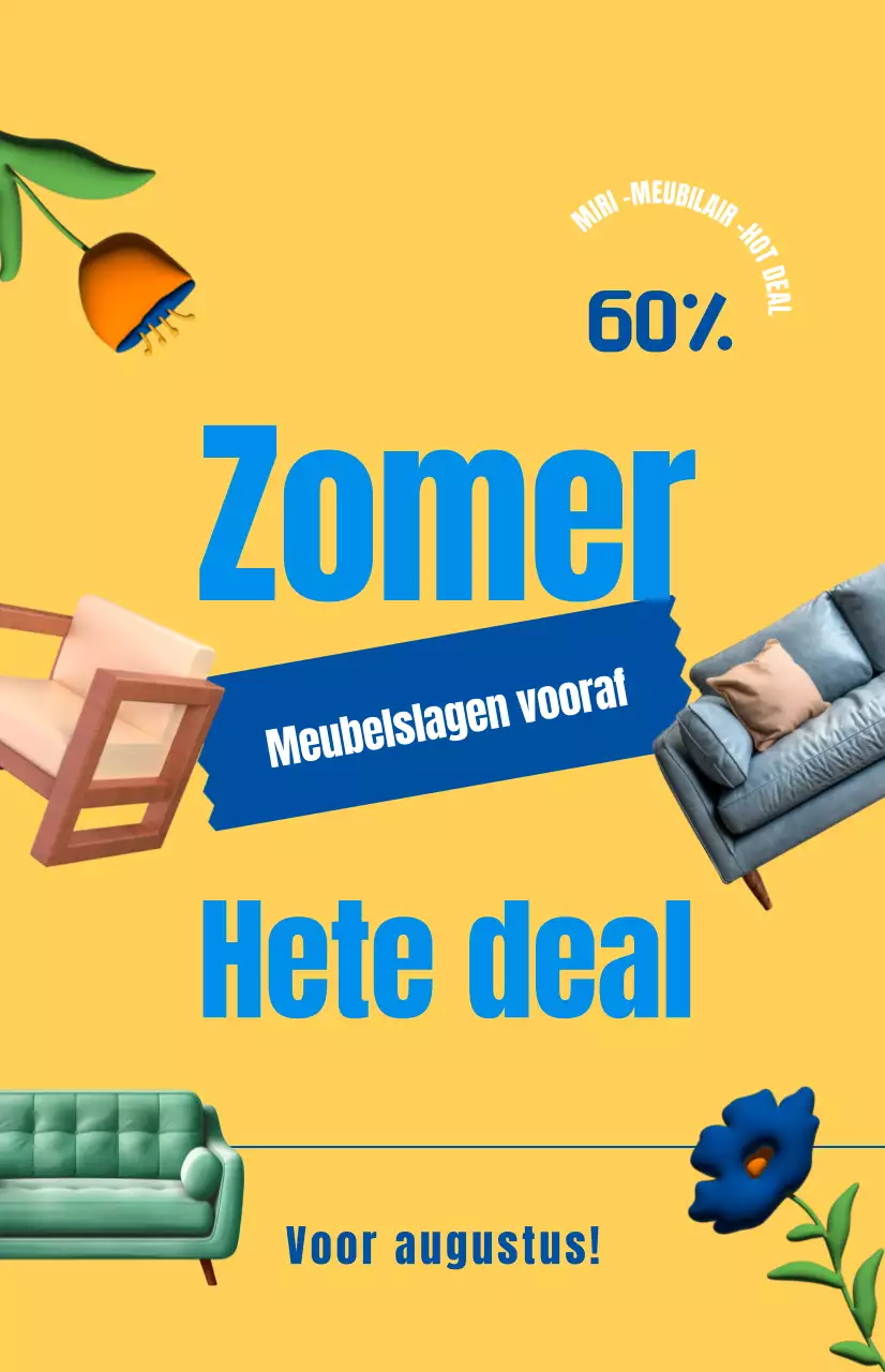 Promoot een meubelverkoop met een gele achtergrond